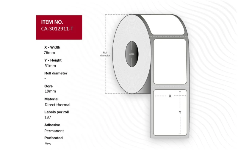 Image of Capture CA-3012911-T printer label
