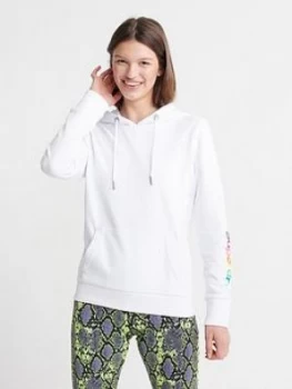Image of Superdry Embroidered Sleeve Entry Hoodie - Optic, Optic, Size 10, Women