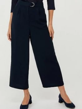 Monsoon Mindy D-Ring Cropped Trouser - Navy, Size S, Women