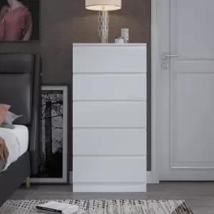 Image of Fwstyle Modern Tall 5 Drawer Chest Of Drawers Matt White