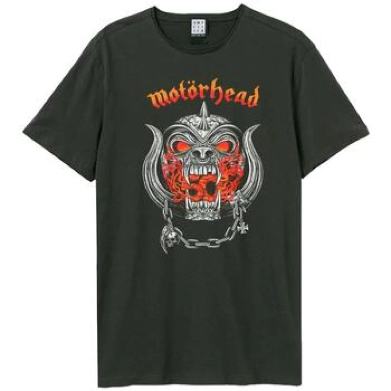 Image of Amplified Amplified Men Warpig Flames Motorhead T-Shirt in Charcoal Size: X-Small Charcoal XS Male 5063806980537
