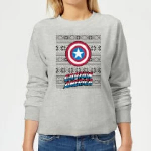 image of Marvel Captain America Womens Christmas Sweatshirt - Grey - XXL