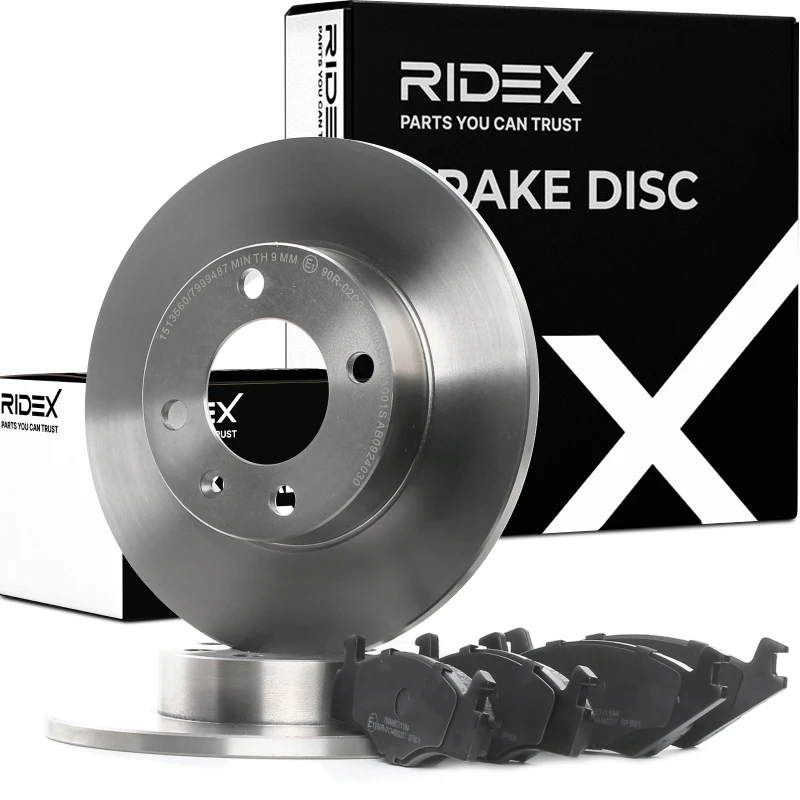 Image of RIDEX 3405B0325 Brake disc and pads set Front Axle, Brake Disc Type: Solid Brake Set,disc brakes (3405)