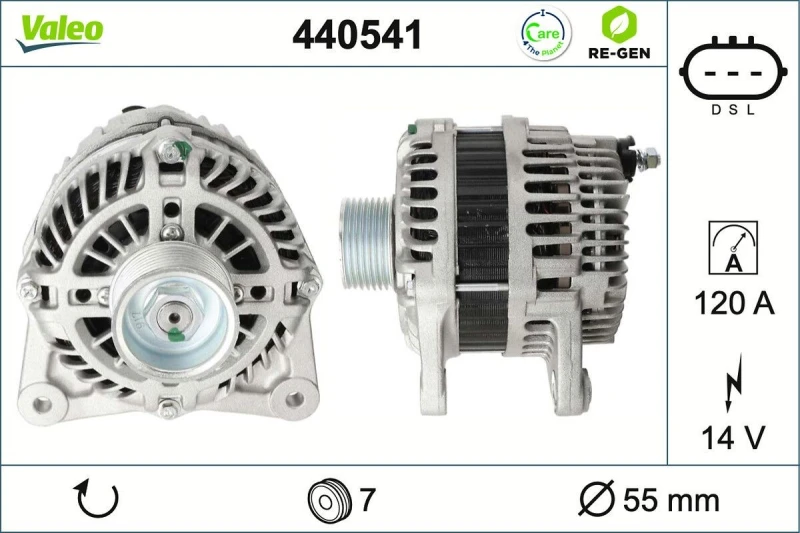 Image of VALEO 440541 Generator VALEO RE-GEN REMANUFACTURED Alternator Charging Current: 120A, Voltage: 14V Alternator (4)