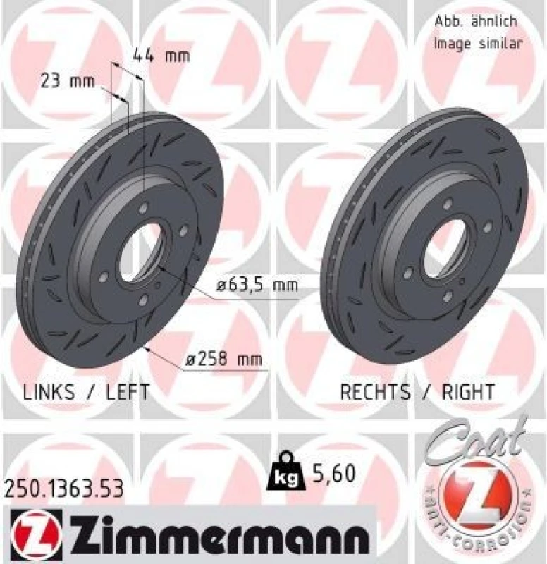 Image of ZIMMERMANN Brake disc ZIMMERMANN 250.1363.53