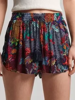 Image of Superdry Vintage Beach Printed Shorts -navy, Navy, Size 10, Women