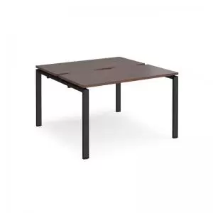 Image of Adapt back to back desks 1200mm x 1200mm - Black frame and walnut top