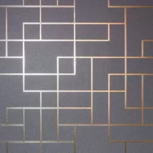 Image of Fine Decor - Fine Decor FD42492 Rose Gold Platinum Square Geo...