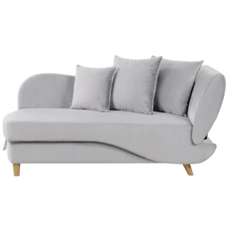 Image of Beliani Right-Hand Chaise Lounge Meri Velvet Light Grey With Storage