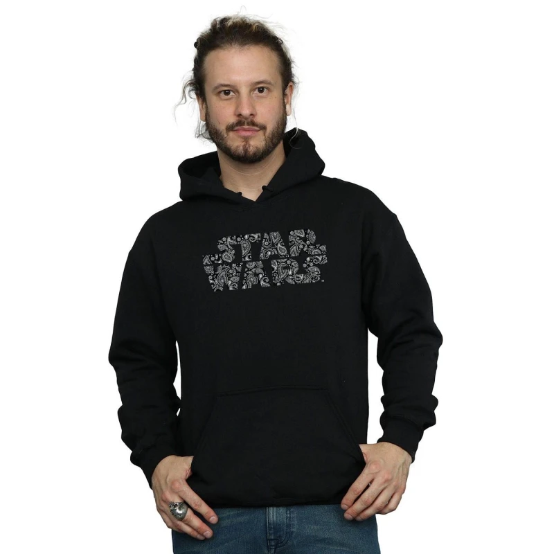 Image of Star Wars Star Wars Men Paisley Logo Hoodie in Black Size: Small Black S Male 5057864288483
