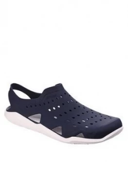 Image of Crocs Swiftwater Wave Clogs - Navy, Blue/White, Size 9, Men
