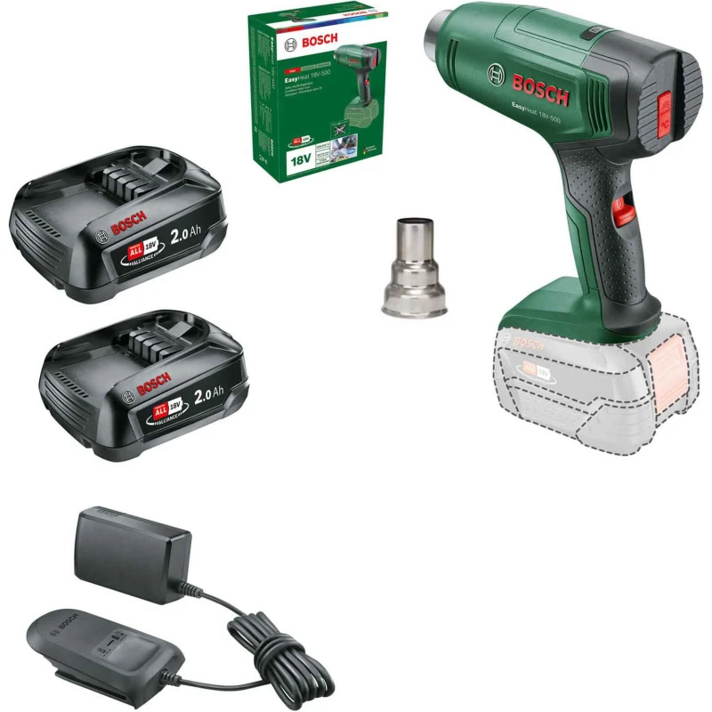 Image of Bosch EASYHEAT 18V-500 18v P4A Cordless Hot Air Heat Gun 2 x 2ah Li-ion Charger No Case EASYHEAT 18V-500