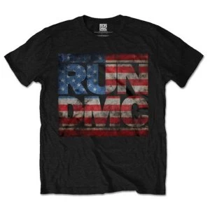 Image of Run DMC - Americana Logo Unisex Medium T-Shirt - Black