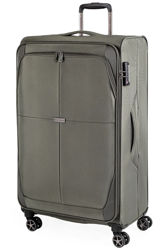 Image of Gino Ferrari Omis Premium Lightweight Soft Shell Suitcase, Wheeled TSA Hold Luggage in Green Size: Large Green Unisex Large