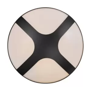 image of Cross 25cm Outdoor Decorative Flush Black, E27, IP54