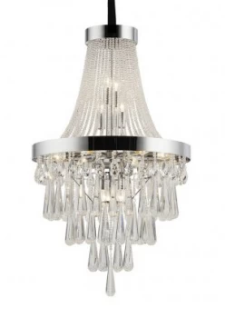 Image of Ceiling Pendant Chandelier 13 Light Polished Chrome, Crystal