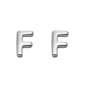 image of Sterling Silver Alphabet Letter F Stud Earrings