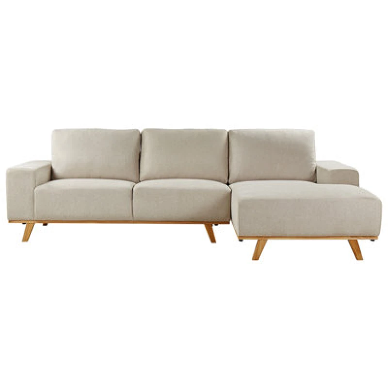 Image of Beliani Corner Sofa 3 Seater Nora Fabric Beige Left Hand