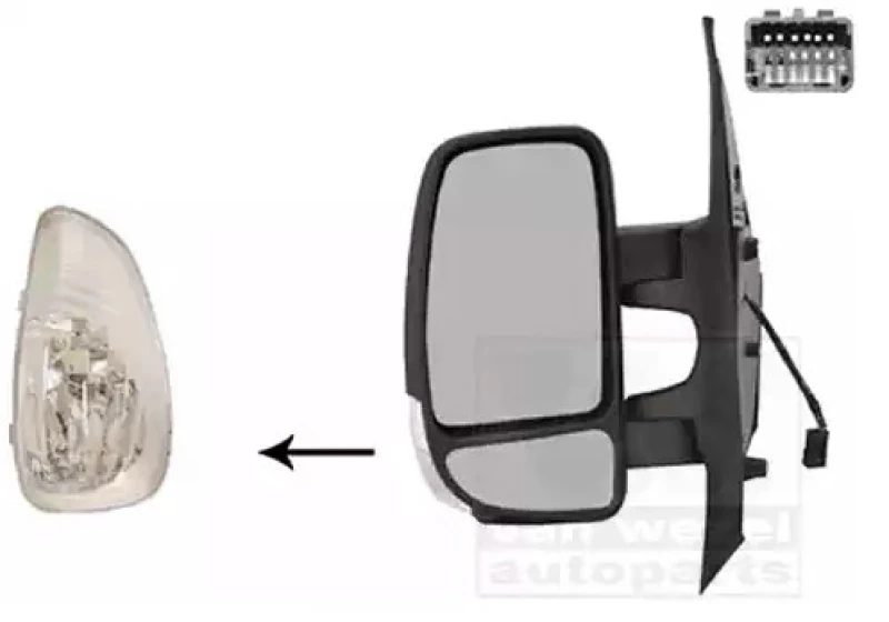 Image of VAN WEZEL 3799811 Wing mirror * HAGUS * Left, black, Short mirror arm Outside Mirror (50)
