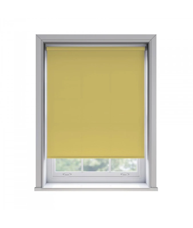Image of New Edge Blinds No Drill Ochre Thermal Blackout Roller Blind 170cm Drop in Yellow Size: 125cm Yellow Unisex 125 cm