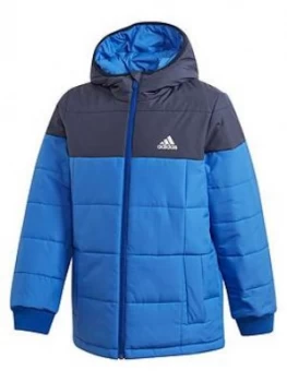 Image of Boys, adidas Childrens Padded Zip Through Jacket - Blue, Navy, Size 11-12 Years
