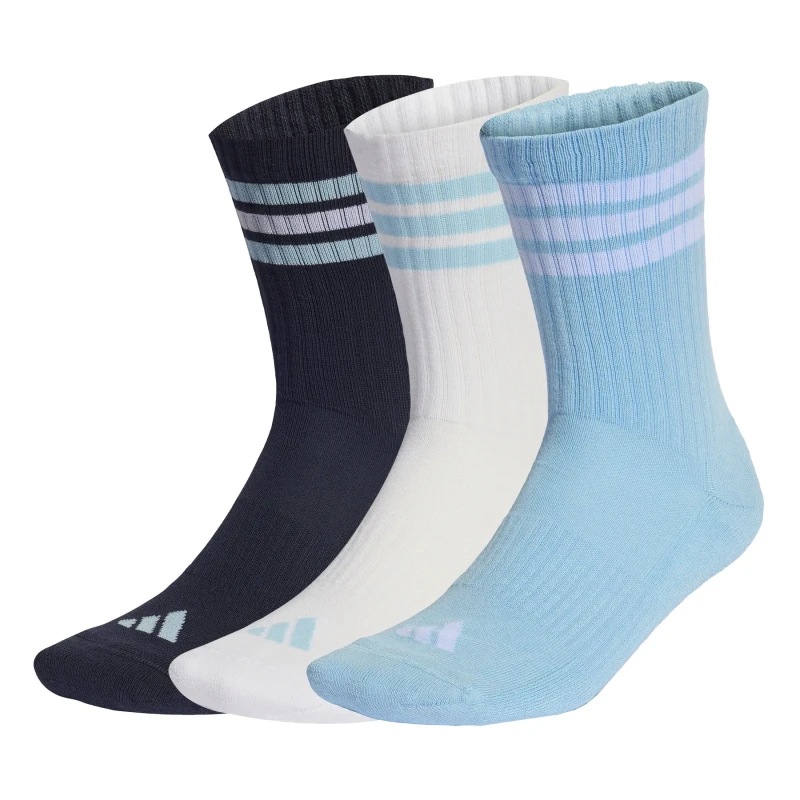 Image of Adidas 3 Stripes Crew 3er Pack Socks Blue XL