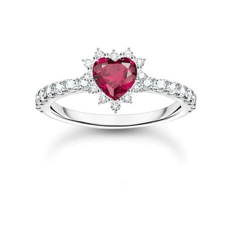 Image of Thomas Sabo TR2484-013-10-54 Silver Heart Ring Romance Jewellery