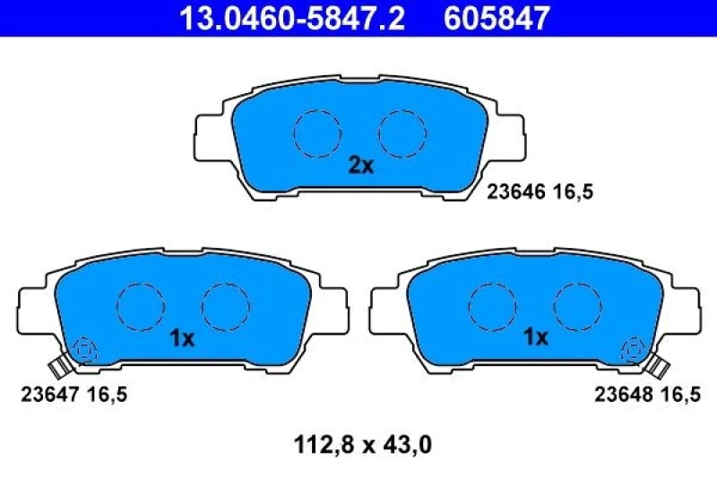 Image of ATE 13.0460-5847.2 Brake pad set with acoustic wear warning Brake Pad Set,disc brake (402)