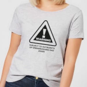 Image of Warning Dad Jokes Womens T-Shirt - Grey - 3XL