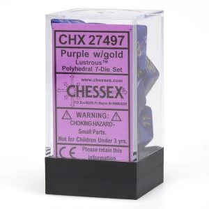 Image of Chessex Poly 7 Dice Set: Lustrous Purple/gold