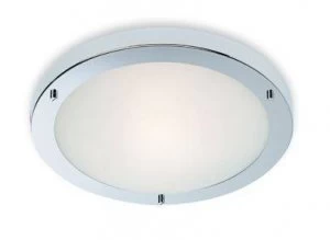 Image of 1 Light Flush Ceiling Light Chrome, Opal Glass IP54, E27
