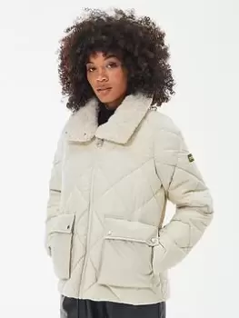 Image of Barbour International Norton Quilted Coat - Cream, Size 16, Women