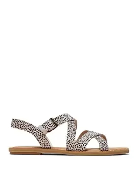 image of Toms Womens Sicily Cheetah Print Crisscross Strap Flat Sandals