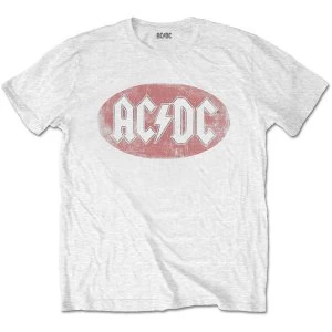 Image of AC/DC - Oval Logo Vintage Mens XX-Large T-Shirt - White