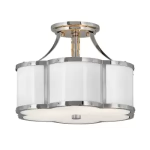 Image of Hinkley Chance Cylindrical Ceiling Light Polished Nickel with Polished White