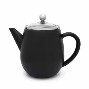 Bredemeijer Teapot Double Wall Duet Design EVA 1.1L in Matt Black with Stainless