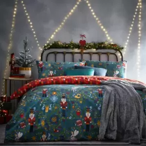 image of Furn. Nutcracker Navy Duvet Cover and Pillowcase Set Navy