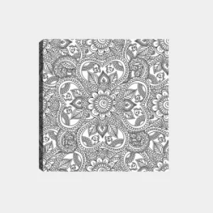 Image of MANDALA15 White Black Decorative Canvas Painting
