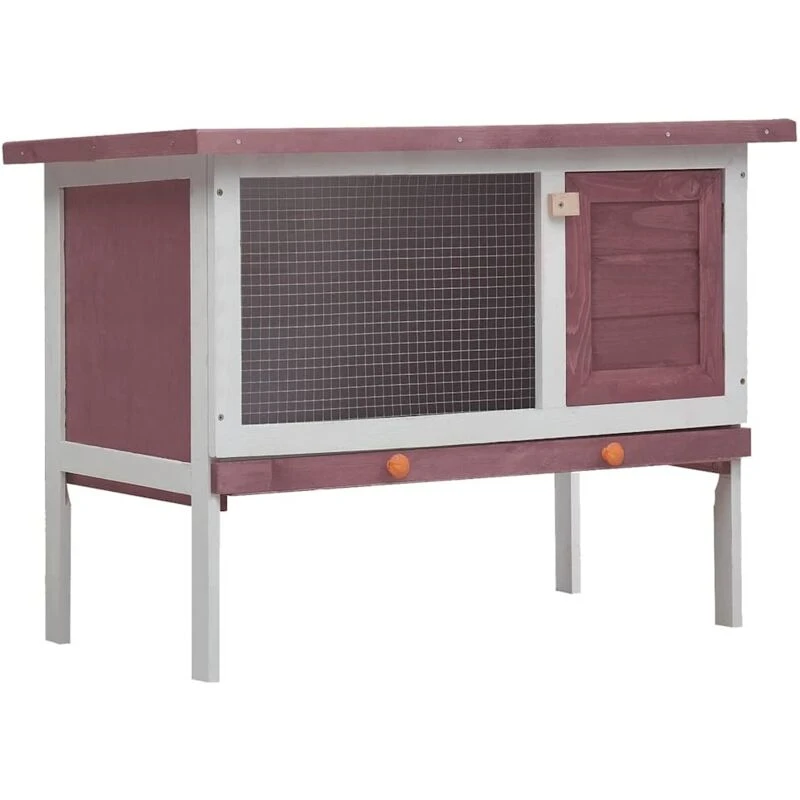Image of vidaXL Outdoor Rabbit Hutch 1 Layer Brown Wood Pet House Habitat Cage Carrier