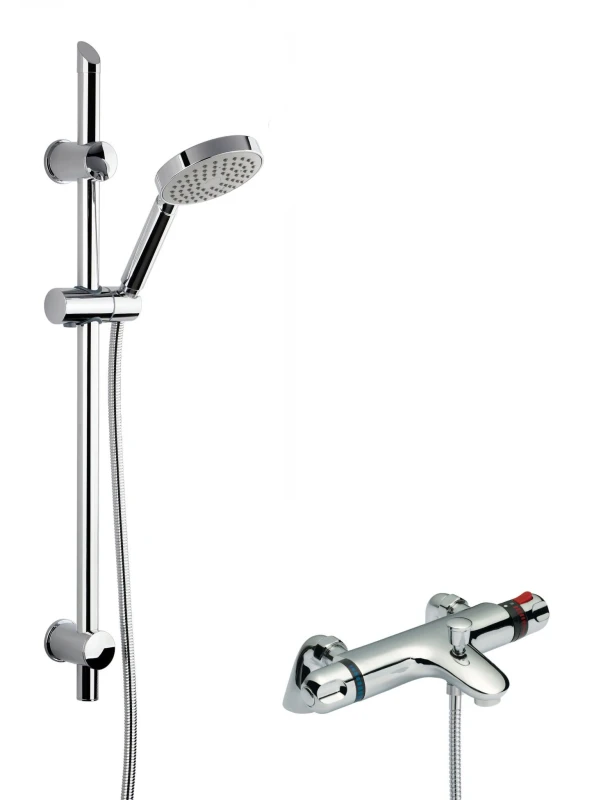 Image of Balterley Thermostatic Bath Shower Mixer Tap Single Function Handset Slide Rail Silver unisex