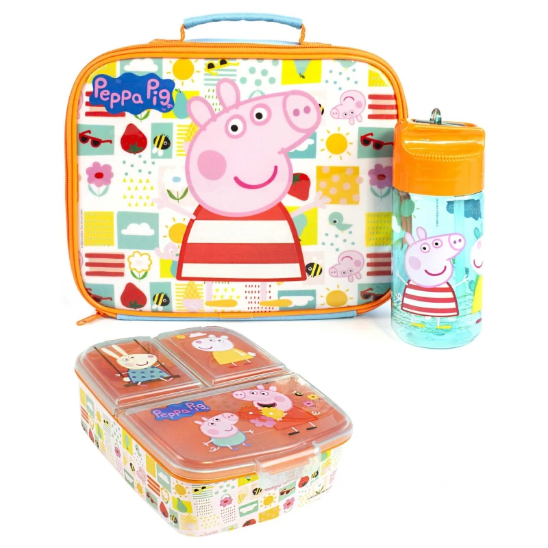 Image of Peppa Pig Lunch Bag Bottle and Snack Pot Blue