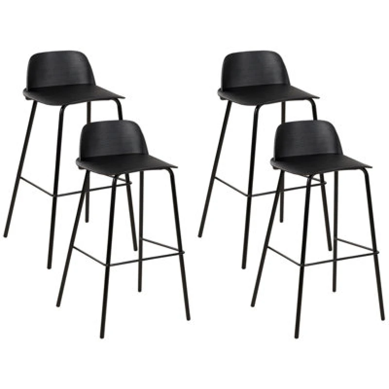 Image of Beliani Set Of 4 Bar Chairs Mora Black