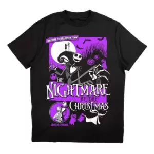 Image of Disney - The Nightmare Before Christmas Welcome To Halloween Town Unisex Medium T-Shirt - Black