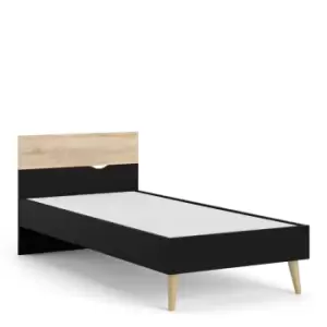 image of Oslo Euro Single Bed (90X200) In Black And Oak Effect