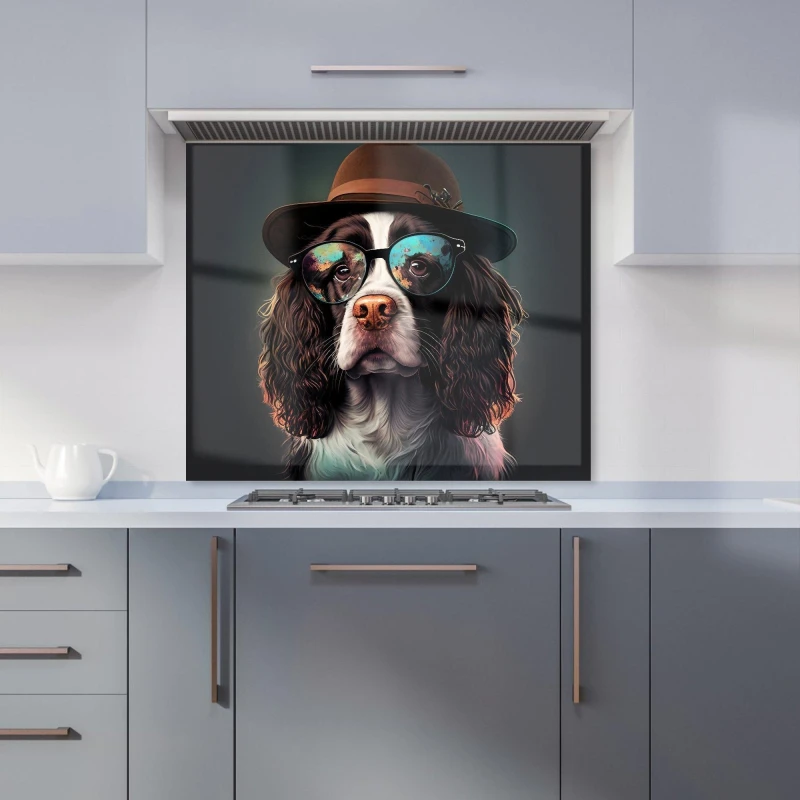 Image of Warren Reed - Designer Springer Spaniel Dog Splashart Kitchen Splashback Size: 600mm x 750mm Multicolor Unisex 600mm x 750mm