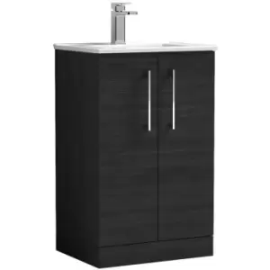 image of Arno Charcoal Black 500mm 2 Door Vanity Unit with 18mm Profile Basin - ARN601B - Charcoal Black - Nuie