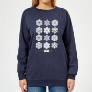 Image of Star Wars Snowflake Womens Christmas Sweatshirt - Navy - L