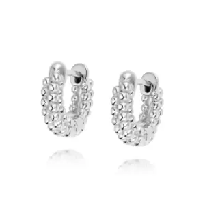 image of Daisy London Jewellery 925 Sterling Silver Dolly Huggie Hoop Earrings Sterling Silver