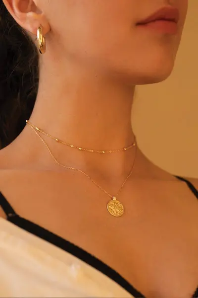 Image of Elk & Bloom Dainty 14K Gold Bead Choker Necklace Gold