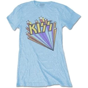 Image of KISS - Stars Womens Large T-Shirt - Light Blue